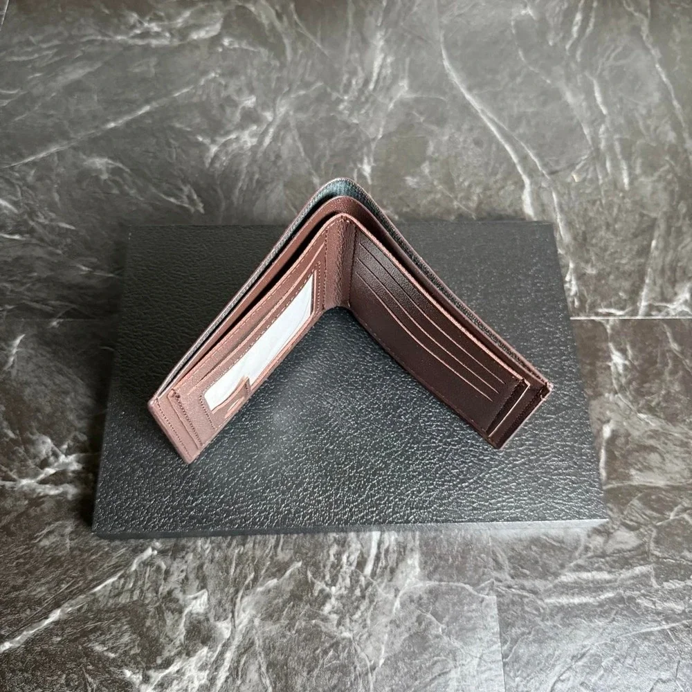 Men's Brown Bi Fold Geometric Cyber Wallet Brand New